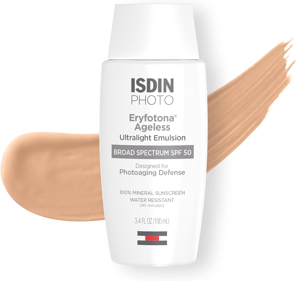ISDIN Eryfotona Ageless has (Ultralight Tinted Mineral Sunscreen)